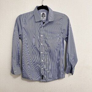 English Laundry Boy’s Blue Pin Striped Button-Up Shirt Size 12 Long Sleeve